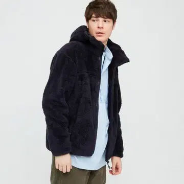 방풍 퍼 Lee 플리스 풀 집업 후드티 네이비