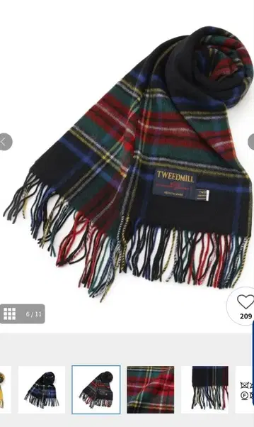 TWEEDMILL 타탄 체크 머플러 블랙