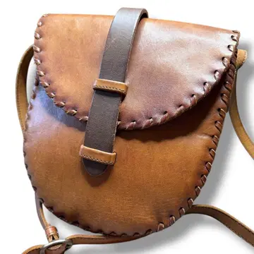 새상품급 IBIZA 가죽 숄더백 플랩 포켓 브라운 천연 가죽