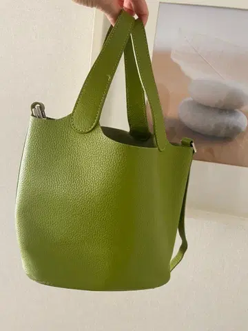 그린 가죽 핸드백