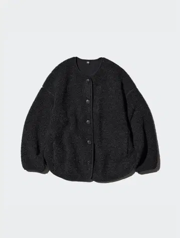 유니클로 보아 플리스 릴랙스 가디건 블랙 L