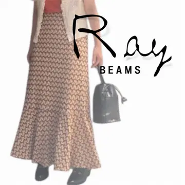 Ray BEAMS 플레어 스커트 레이스 원단