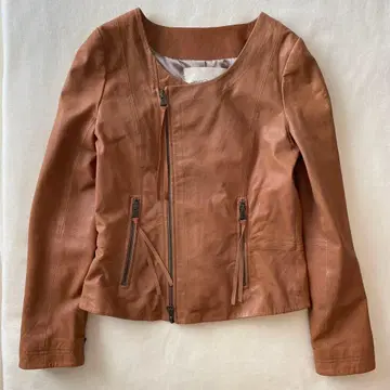Jewel Changes 가죽 자켓 카멜 사이즈 36