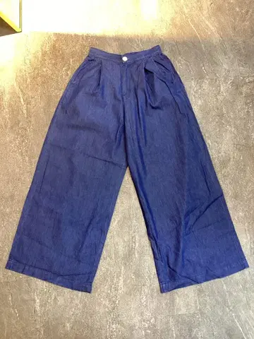 네이비 와이드 팬츠 데님풍