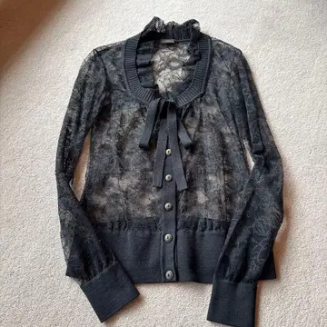 라펠 블랙 레이스 가디건