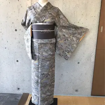 순수 실크 고급 코몬 도카이도 패턴 이중 기모노 가드 가공