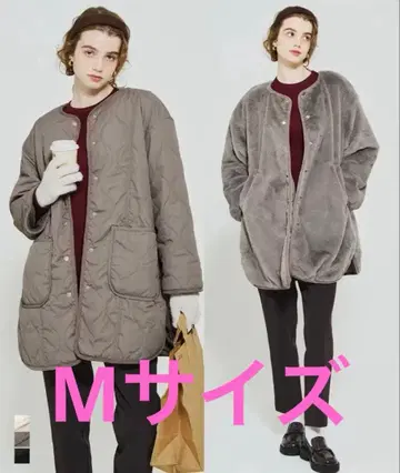 워셔블 리버서블 퍼 퀼팅 미들 코트 그레이지