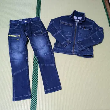 도라이치 스트레치 데님 상하의 세트 작업옷