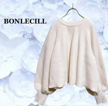 [본르씰] 니트 스웨터 [F] 아이보리 숏 기장 볼륨 슬리브