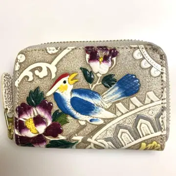 새상품 문고야 오제키 앵무새 지퍼 동전 지갑 코인 케이스 소가죽 일본제