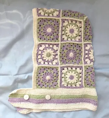 그라니 스퀘어 발라클라바 후드 머플러 핸드메이드 크로셰 뜨개질