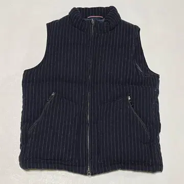 컨디션 최상 BEAMS LIGHTS 울 다운 베스트 스트라이프 빔즈라이츠