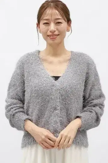 미사용 택 포함 라메 니트 V넥 가디건