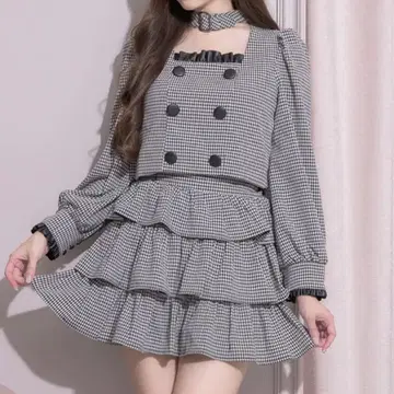 pium 셋업 초커 벨트 프릴 탑 & 프릴 미니 스커트