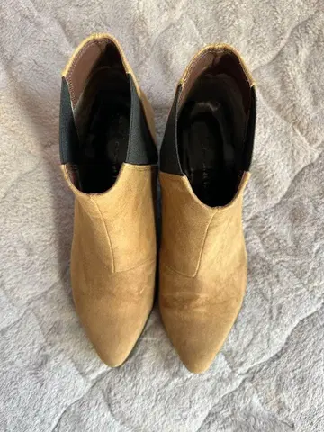 [ Oriental Traffic ] 베이지 사이드 고어 부츠 스웨이드