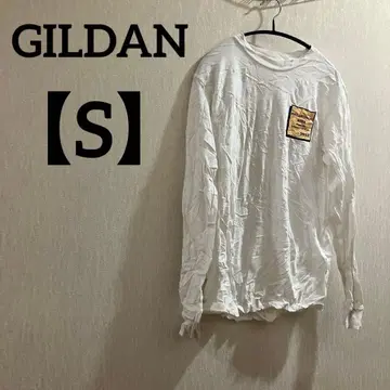 GILDAN [S] 헤비 코튼 긴팔 티셔츠 화이트 심플 프린트
