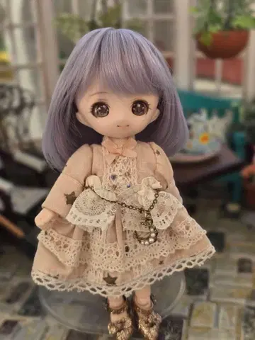 오비츠11용 가발 (4.5인치) 세미롱 보라색