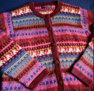 [ 새상품급 ] 페루제 알파카 하우스 알파카 울 니트 가디건 올 패턴