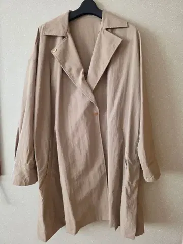 HARUKA DESIGN 베이지 트렌치 A라인 코트 골드 버튼