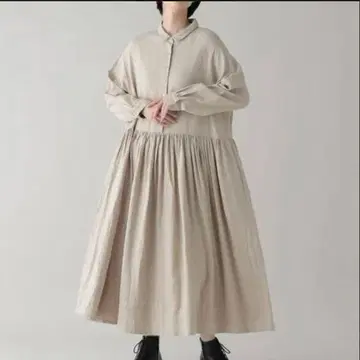 스튜디오 클립 내추럴 바이 클립 절개 개더 셔츠 원피스 긴팔 플레어