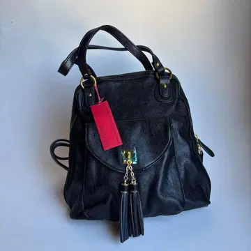 블랙 합성 피혁 백 태슬 포함