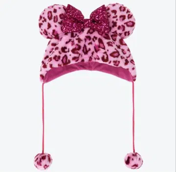 새상품! 미니 마우스 레오파드 무늬 팬캡 핑크