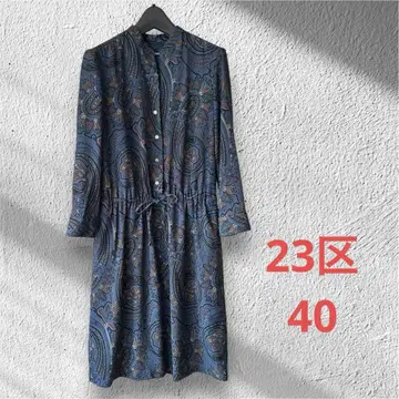 23구 x Ratti 콜라보 원피스 긴팔 40 페이즐리 블루 무릎 기장