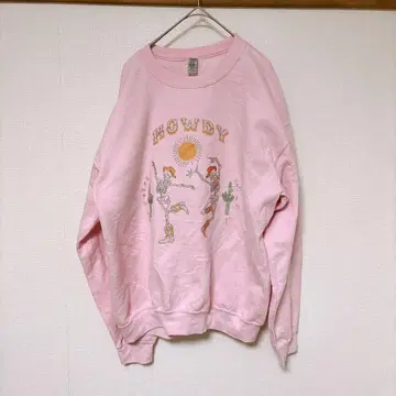 HOWDY 스켈레톤 디자인 핑크 맨투맨 [ M 사이즈 ]