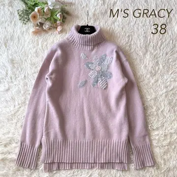 M'S GRACY 2021년 플라워 모티브 터틀 니트 핑크 38