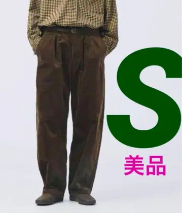 UNIQLO U 코듀로이 턱 와이드 팬츠 브라운 S 사이즈