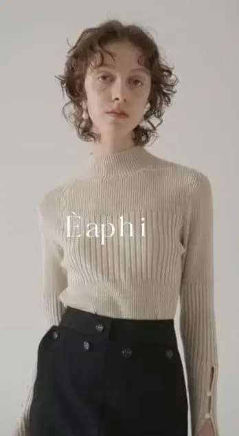 Ehapi RANDOM WAVE RIB KNIT Ivory