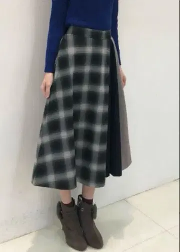 anysis 체크 롱 스커트