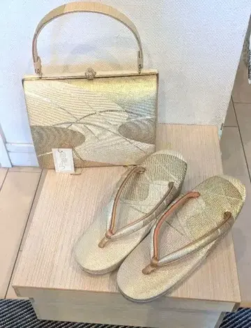 1회 착용만! 얇은 비단 골드 조리 백 세트 레어 고급 성인식에