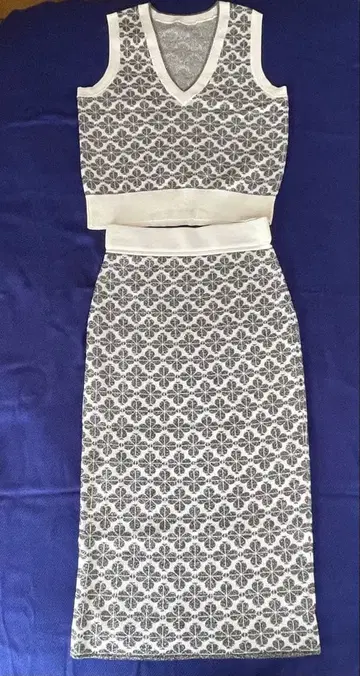 꽃무늬 니트 스커트 셋업