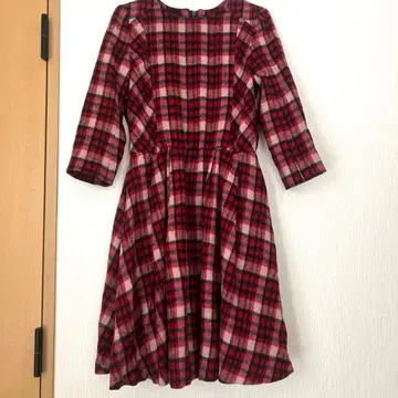 MK 미쉘클랑 원피스 깅엄 체크 패턴 빨간색 레드