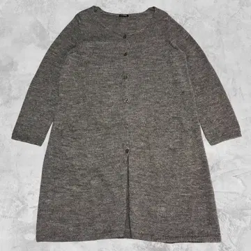 알파카 30% 롱 니트 가디건 울 포켓 그레이 M~L