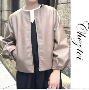 셰트와 소매 턱 인조 가죽 자켓