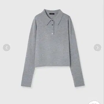 anuans 울 니트 피케 셔츠 GRAY