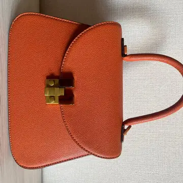 오렌지 가죽풍 핸드백