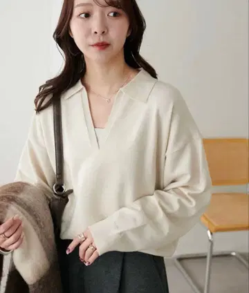 DISCOAT 모찌모찌 스키퍼 풀오버 아이보리