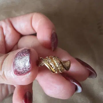 골드 실버 물결 모양 반지