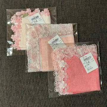 새상품 레어 긴자와 레이스 미니 타월 손수건 벚꽃 세트 2