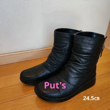 put's 블랙 가죽 숏부츠