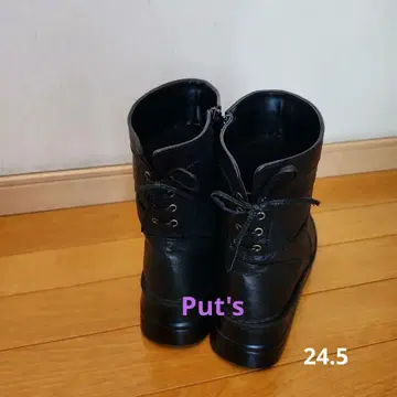 put's 블랙 가죽 숏부츠