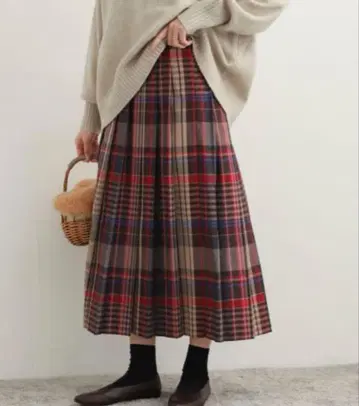 어반 리서치 도어스 컬러 체크 플리츠 스커트