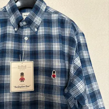 새상품 Buckingham Bear 블루 계열 체크 플란넬 셔츠