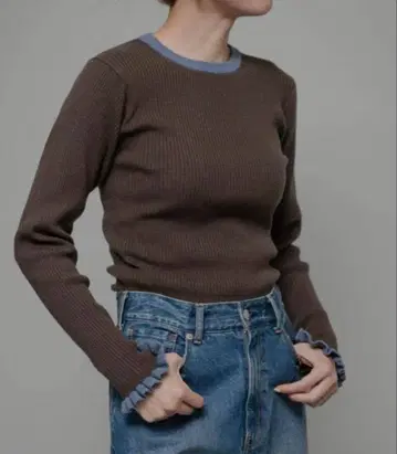 새상품 어반 리서치 서니 라벨 [세탁 가능] 소매 프릴 크루넥 풀오버