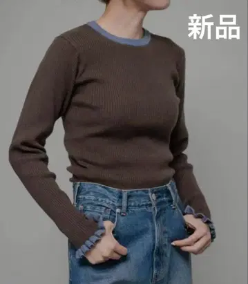 새상품 어반 리서치 서니 라벨 [세탁 가능] 소매 프릴 크루넥 풀오버