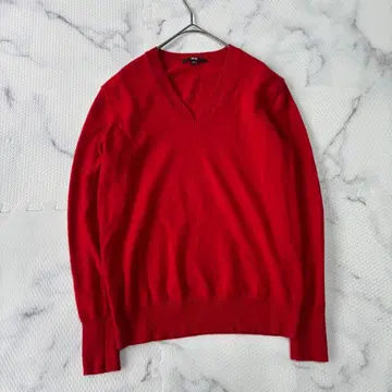 새상품급 유니클로 UNIQLO 캐시미어 100% 스웨터 빨간색 L