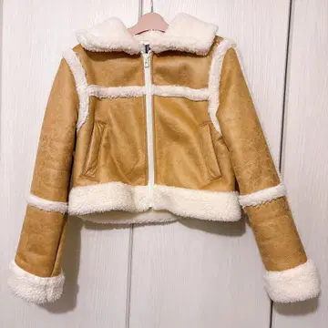 무스탕 코트 베이지 H&M